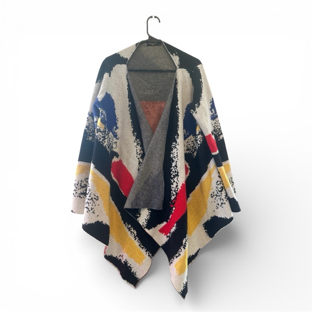 Vintage Y2K Miss Kelly 1999 Multicolor Abstract Women's Poncho/Wrap Large